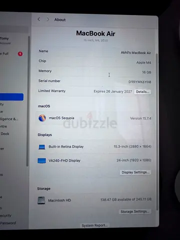 MacBook Air 15.3 Inch Perfect Condition 256 GB
