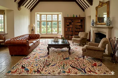3x4.2 Tree of Life Rug with Bird and Floral Patterns afghan wool handmade carpet living room rugs