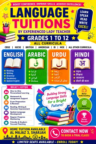 LANGUAGE TUITIONS BY EXPERIENCED LADY TEACHER | Grades 1 to 12 | All Curricula