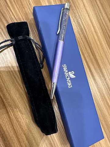 Swarovski Purple metal ballpoint pen with crystal-filled barrel (collectible)