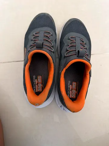 Used Skechers Slip-Ins kids Grey Orange Sneakers, Size UK 5