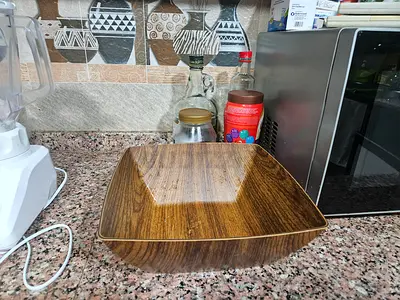 Wooden-Style Square Serving Bowl / Decorative Fruit Bowl