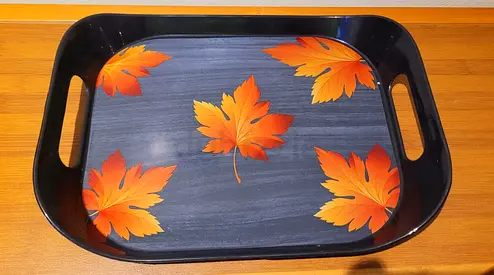 Rectangular Serving Tray with Autumn Leaf Design