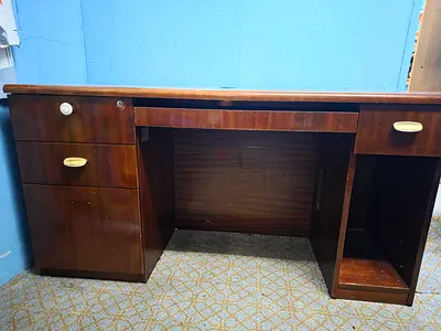 Wooden Office Desk with Drawers and Open Storage - Used