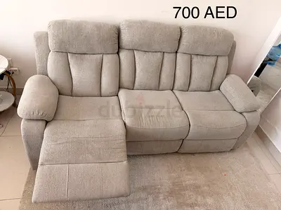 3-seater reclining sofa - light grey, good condition