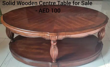 Solid Wooden Round Centre Table - Medium Brown, Good Condition