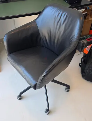 IKEA Black Leather Swivel Office Chair with Wheels - Great Condition