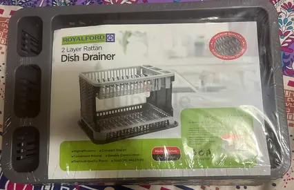 Royalford 2-Layer Rattan Dish Drainer - New in Box