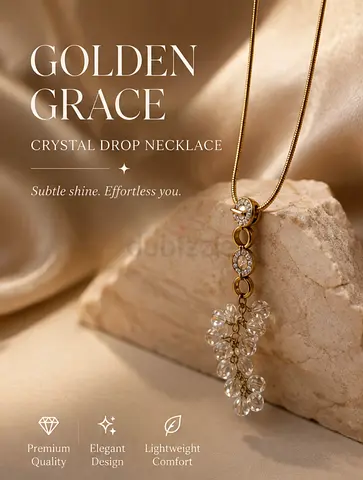 Golden Grace | Crystal Drop Necklace قلادة Golden Grace | بتصميم قطرات الكريستال