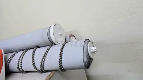 White Roller Fabric Blinds with Chain Mechanism - Set of 3