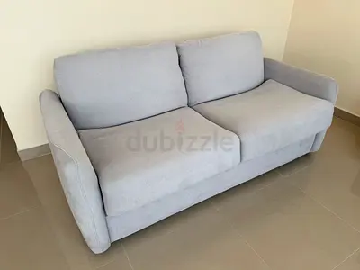 Sofa Bed As New Grey Fabric with mattress - perfect condition