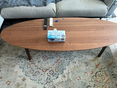 Wooden Oval Coffee Table - Mid-century Style