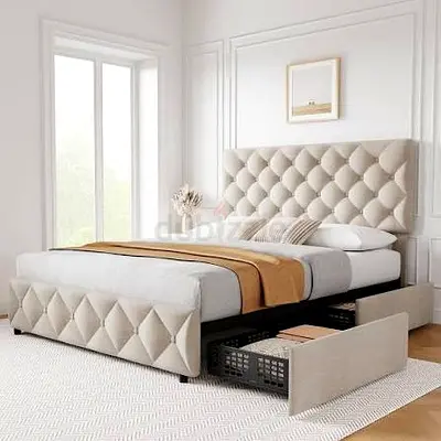 Brand New Luxury Fully Customizable - King Size Bed with Drawers - UAE Sharjah Manufactured