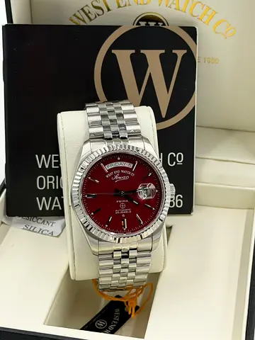 West End Watch Co. Stainless Steel Mens Watch with Red Dial