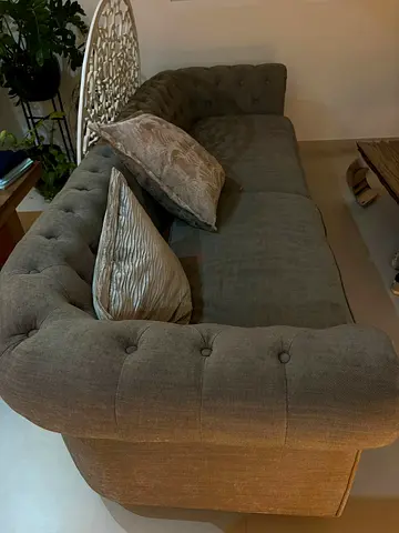 Grey tufted 3-seater sofa (Chesterfield style) - good condition Negotiable