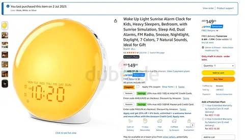 Wake-up Light Sunrise Alarm Clock with Sunrise Simulation, FM Radio and Nightlight