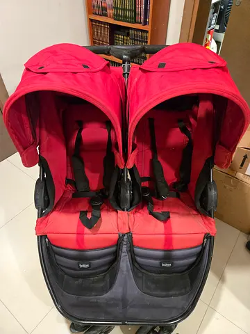 Double Side-by-Side Twin Stroller - Red (Good Condition)