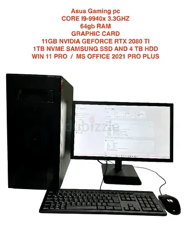 Asus Gaming PC - i9-9940x, RTX 2080 Ti, 64GB RAM, 1TB NVMe + 4TB HDD