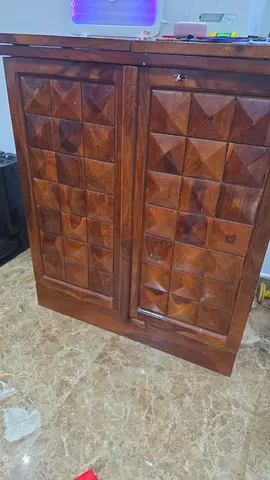 Solid Wood Home Bar Cabinet with Glass  Bottle Storage