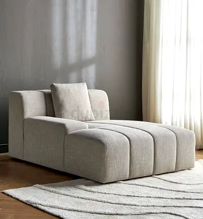 Modern Light Grey Modular Chaise Lounge Sofa - Single Seat