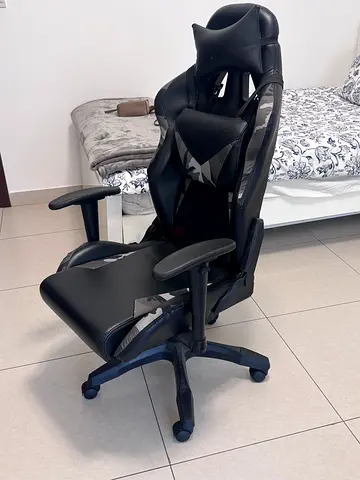 Black and Grey Gaming Chair with Cushions