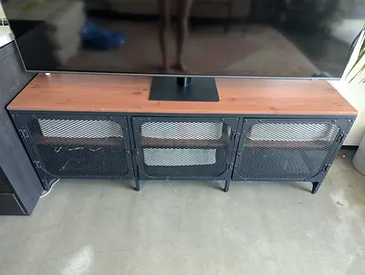 Industrial Metal  Wood TV Console / Media Cabinet