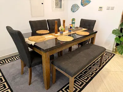 6 seated table with bench