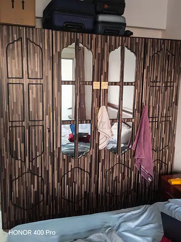 6-Door Wooden Wardrobe with Mirrored Panels - Good Condition