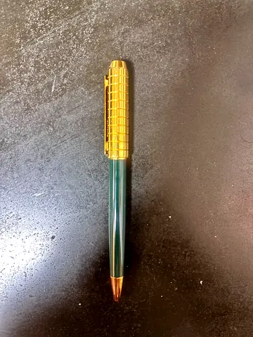 Green and Gold Vintage Ballpoint Pen — Classic Collectible