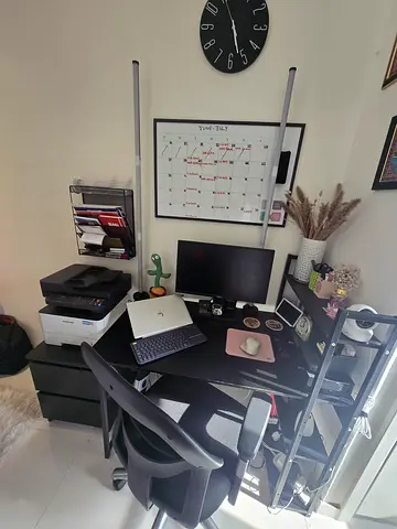 Home Office Desk with Shelving Unit