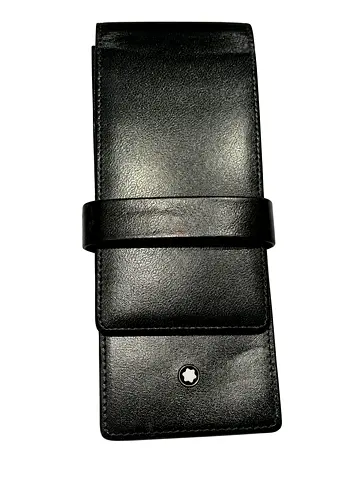 Montblanc Black Leather Pen Case — Slim 3-Pen Holder