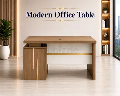 Modern Beige Office Desk with Storage Drawers – Executive Workstation Table For UAE Offices