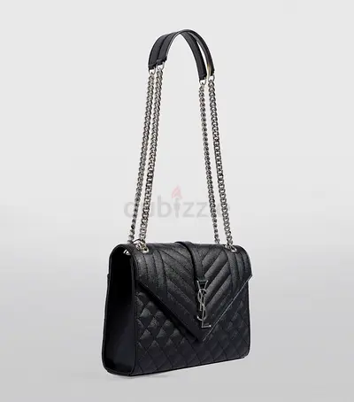 Black Quilted Shoulder Bag with Chain Strap