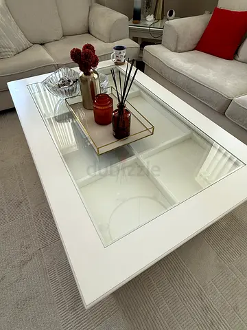White Wooden Coffee Table  Side Table Set – Excellent Condition