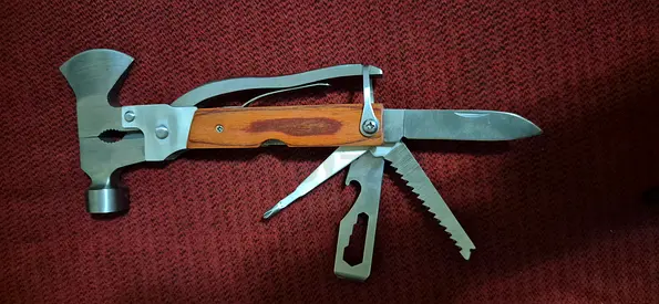 Multi-tool Hammer with Wood Handle — Hammer, Pliers, Knife  Saw