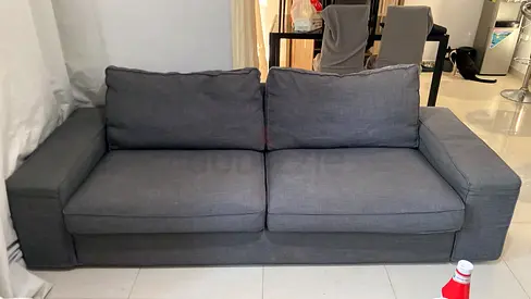 Comfortable 3 Seater Grey Fabric Sofa