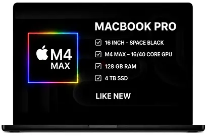 MACBOOK PRO M4 MAX – 128GB RAM – 4TB SSD – 16 INCH SPACE BLACK
