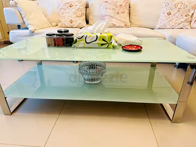 Glass Top Coffee Table with Chrome Legs - Modern Design