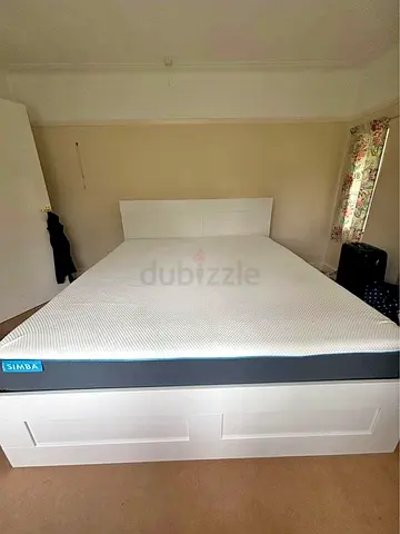 IKEA brimness queen bed frame with mattress - 10/10 condition