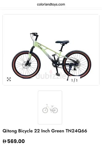 22-inch Green Qitong Kids/Youth Bicycle