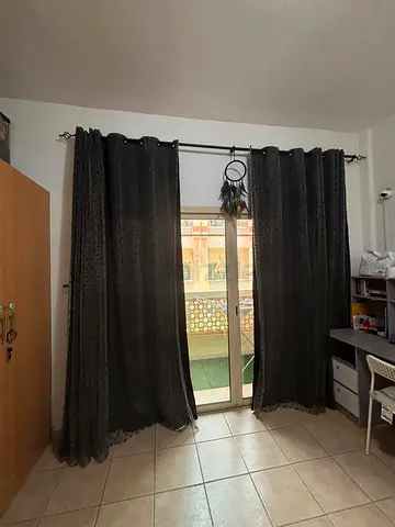 Dark grey blackout curtains with eyelet header, set of 2