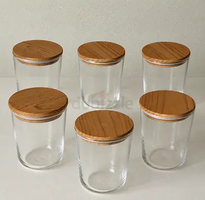 Set of 12 Glass Jars with Wooden Lids and Free Label