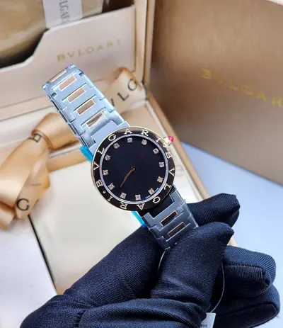 Bvlgari stainless steel ladies wristwatch with diamond markers  master