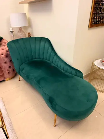 Unused Pan Home Velvet Sofa / Chaise Lounge – Emerald Green  Gold