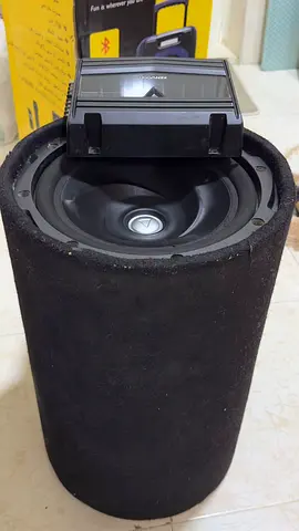 Used cylindrical car subwoofer enclosure with speaker