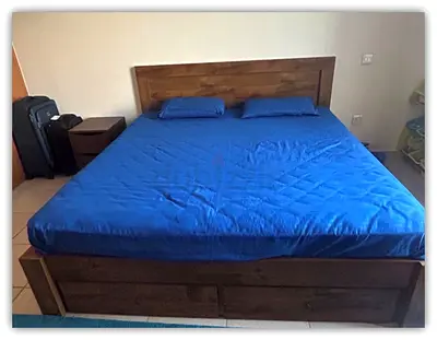 Sturdy Wooden Double Bed Frame + Mattress