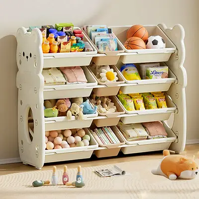 Wooden Multi-Tier Toy Storage Organizer for Nursery