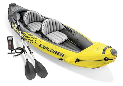 Inflatable 2-Person Kayak + 3 life vests (set)