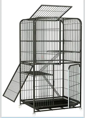 Large Multi-Level Metal Pet Cage with Wheels and Accessories