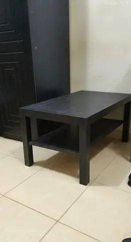 Simple Black Wooden Coffee Table with Lower Shelf